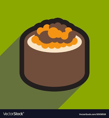 Flat with shadow icon sushi with caviar vector image