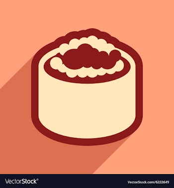 Flat with shadow icon sushi with caviar vector image