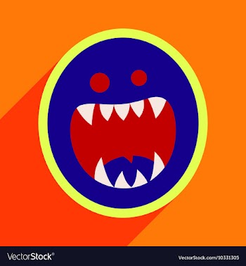 Flat with shadow Icon toothy monster bright vector image