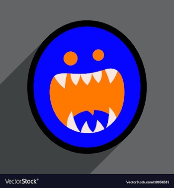 Flat with shadow Icon toothy monster bright vector image