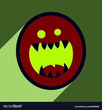 Flat with shadow Icon toothy monster bright vector image