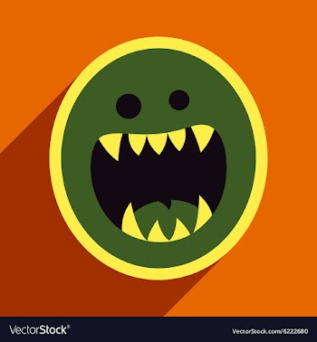Flat with shadow Icon toothy monster bright vector image