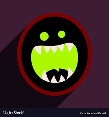Flat with shadow Icon toothy monster bright vector image