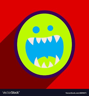 Flat with shadow Icon toothy monster bright vector image