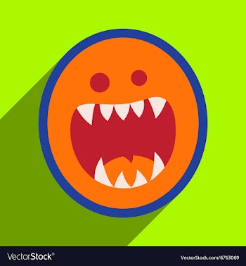 Flat with shadow Icon toothy monster bright vector image