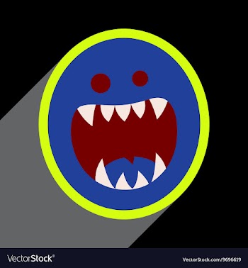 Flat with shadow Icon toothy monster bright vector image