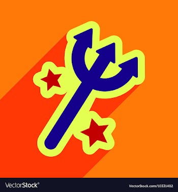 Flat with shadow Icon trident on a colored vector image