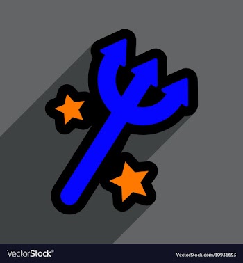 Flat with shadow Icon trident on a colored vector image