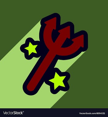 Flat with shadow Icon trident on a colored vector image