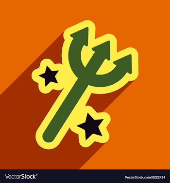 Flat with shadow Icon trident on a colored vector image