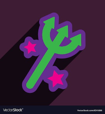 Flat with shadow Icon trident on a colored vector image
