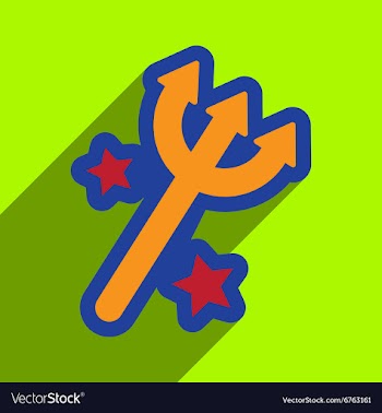 Flat with shadow Icon trident on a colored vector image