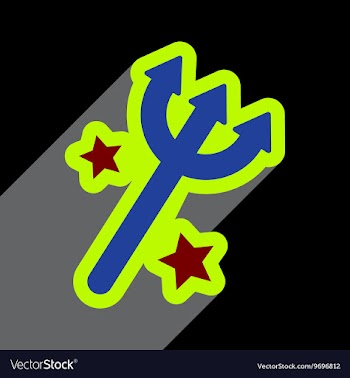 Flat with shadow Icon trident on a colored vector image