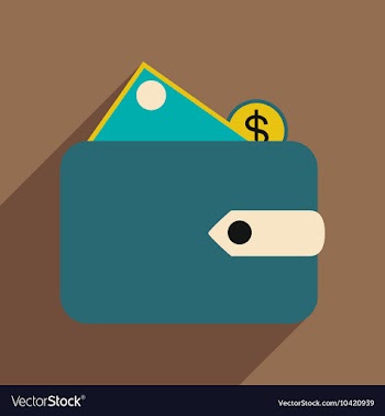 Flat with shadow icon wallet money and coins vector image