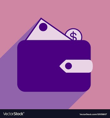 Flat with shadow icon wallet money and coins vector image