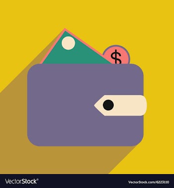 Flat with shadow icon wallet money and coins vector image