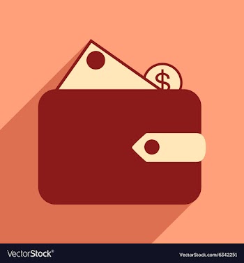 Flat with shadow icon wallet money and coins vector image