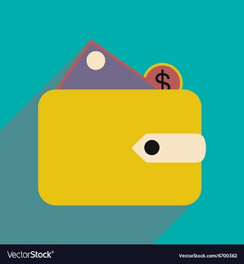 Flat with shadow icon wallet money and coins vector image
