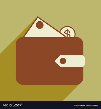 Flat with shadow icon wallet money and coins vector image