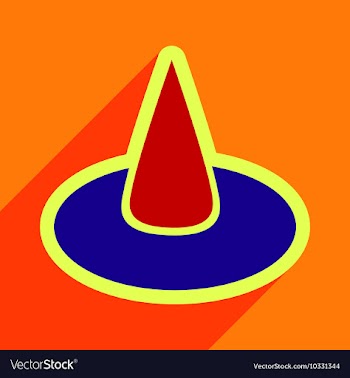 Flat with shadow Icon witch hat on a colored vector image