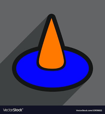 Flat with shadow Icon witch hat on a colored vector image