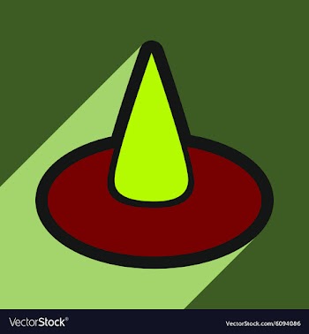 Flat with shadow Icon witch hat on a colored vector image