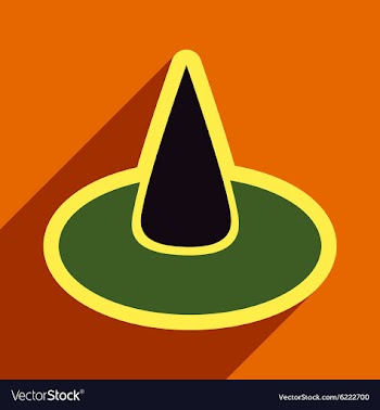 Flat with shadow Icon witch hat on a colored vector image