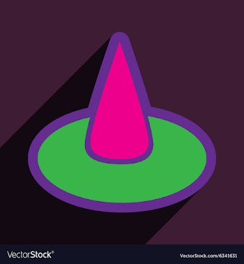 Flat with shadow Icon witch hat on a colored vector image