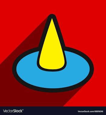 Flat with shadow Icon witch hat on a colored vector image
