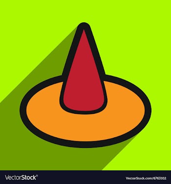 Flat with shadow Icon witch hat on a colored vector image