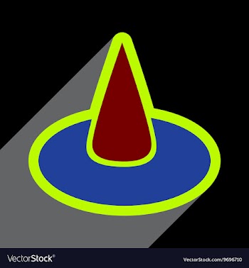 Flat with shadow Icon witch hat on a colored vector image