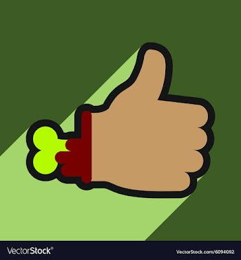 Flat with shadow Icon Zombie hand on a colored vector image