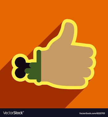 Flat with shadow Icon Zombie hand on a colored vector image