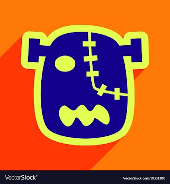 Flat with shadow Icon Zombie head on a bright vector image