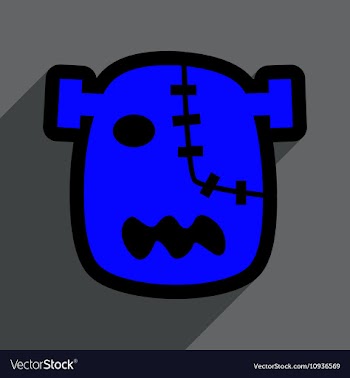 Flat with shadow Icon Zombie head on a bright vector image