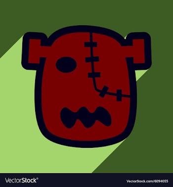 Flat with shadow Icon Zombie head on a bright vector image