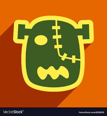 Flat with shadow Icon Zombie head on a bright vector image