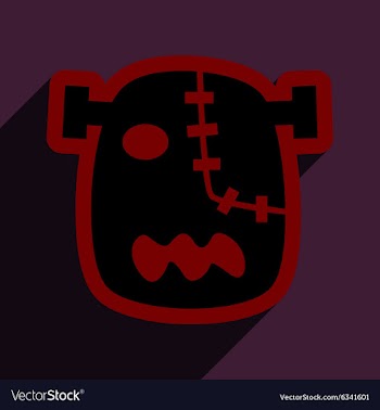 Flat with shadow Icon Zombie head on a bright vector image
