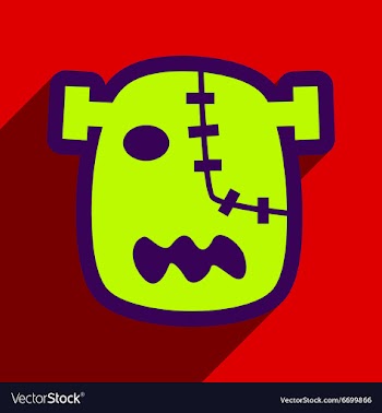 Flat with shadow Icon Zombie head on a bright vector image