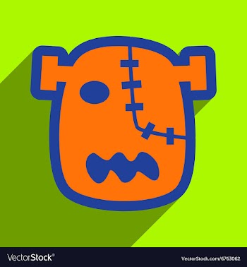 Flat with shadow Icon Zombie head on a bright vector image