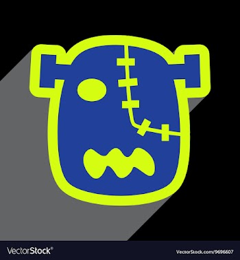 Flat with shadow Icon Zombie head on a bright vector image