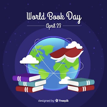Flat world book day background