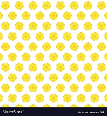 Flat yellow sunflower blooming pattern background vector image