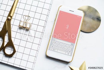 Flatlay of feminine and girly workspace