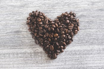 Flatlay Photo of Heart Shaped Coffee Beans 