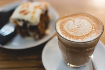 Flatwhite coffee close up in Berlin 