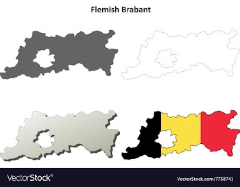 Flemish Brabant outline map set - Belgian version vector image