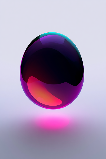 Floating Amorphous Chrome Blob with Colorful Shades