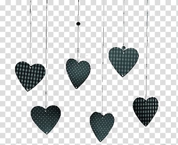 , floating black heart decors transparent background PNG clipart
