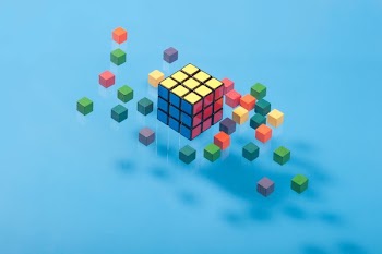 Floating Cubes On Blue